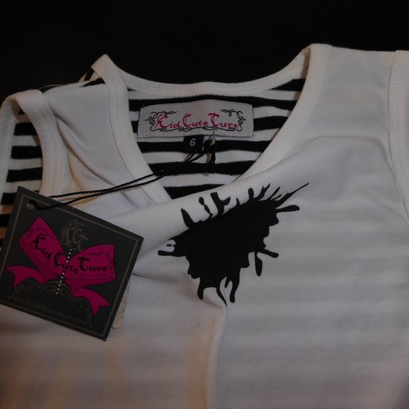 Kid Cuteture Girl Size 6 Sylvia 2-Piece Outfit Set Black White Stripe & Splash - Picture 5 of 9